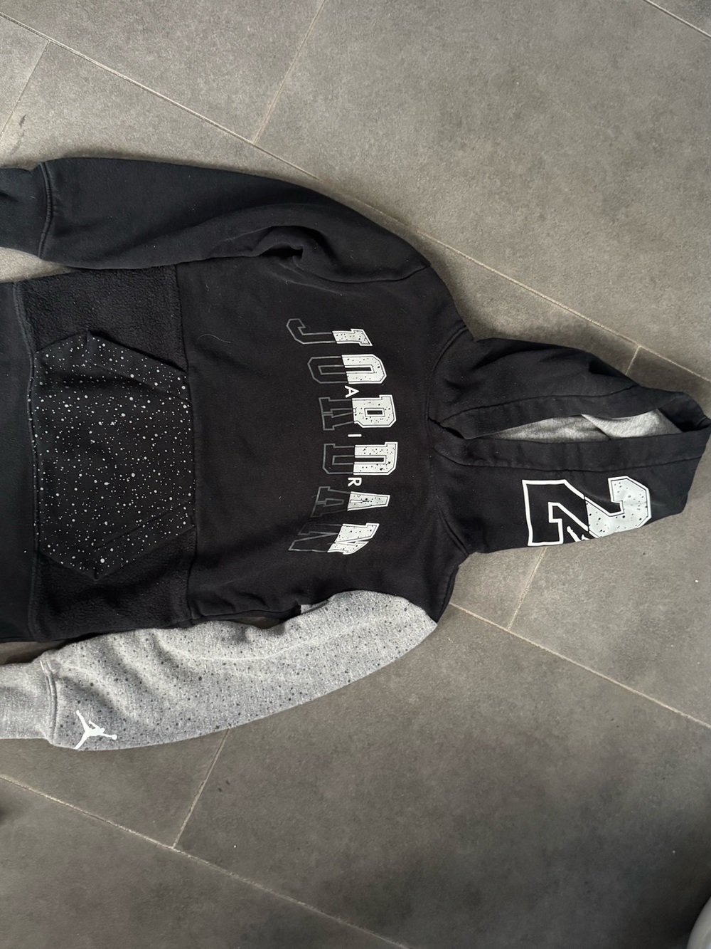 Jordan Black & Gray Zip-Up Hoodie with Number Graphic